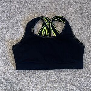 Fabletics Women's Black Sports Bra with Neon Straps